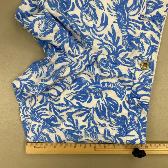 Lilly Pulitzer Callahan Shorts Womens 0 Blue White Lobster Crab Nautical 30x5" - Picture 8 of 16